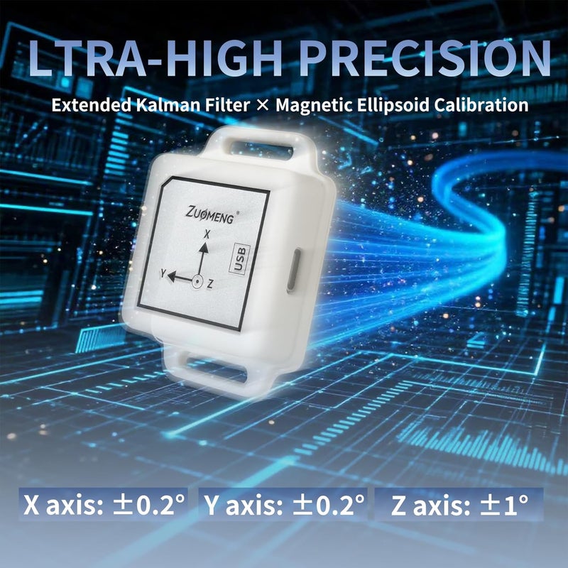 Zuomeng Bluetooth 5.0 Accelerometer Inclinometer Gyroscope with High-Precision 9-Axis Sensor ±0.2° XY Accuracy with Extended Kalman Filter and Magnetic Ellipsoid Calibration for VR & Robot, HCTY-01 - Image 3